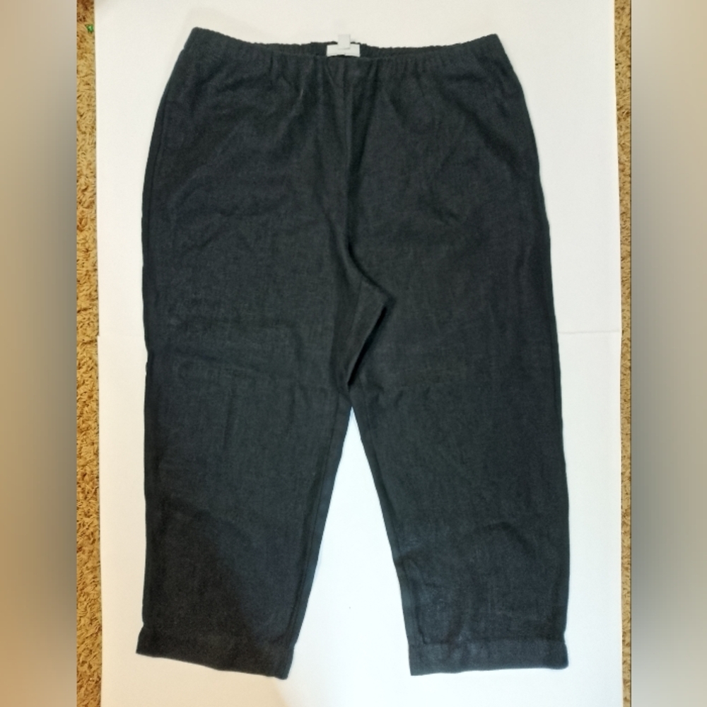 J. Jill Love Linen Women's Size Medium Wide Leg Cropped Pull On Pants Black